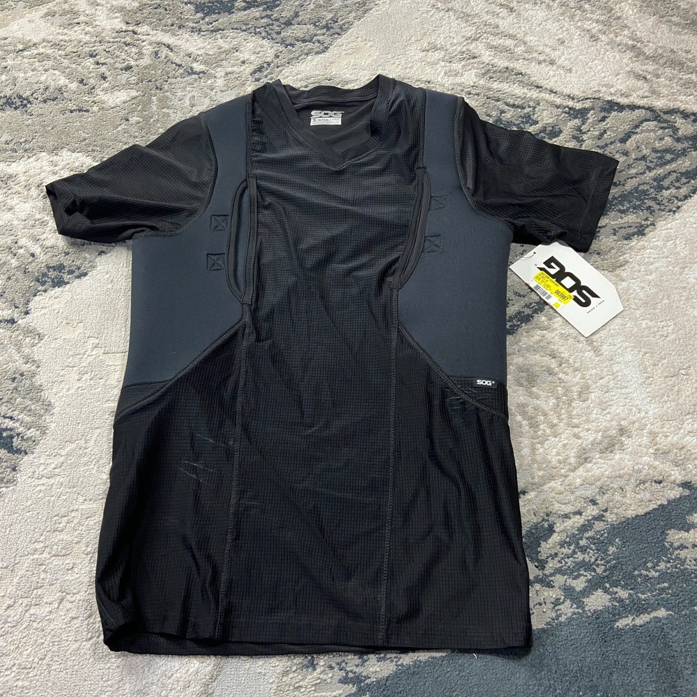 SOG Tactical Holster Shirt Mens XL Black Compression Short Sleeve Performance